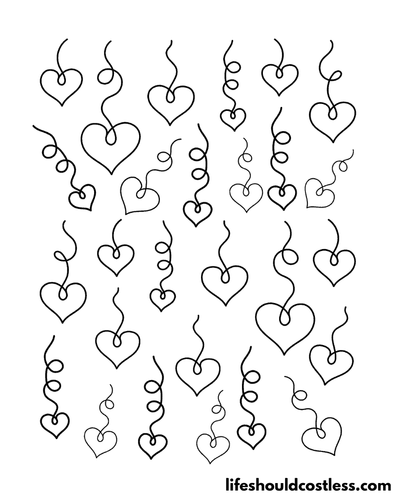 Heart doodles, coloring pages of love Example