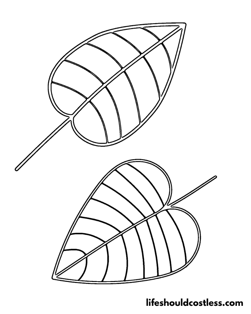 Heart shaped leaves coloring page example