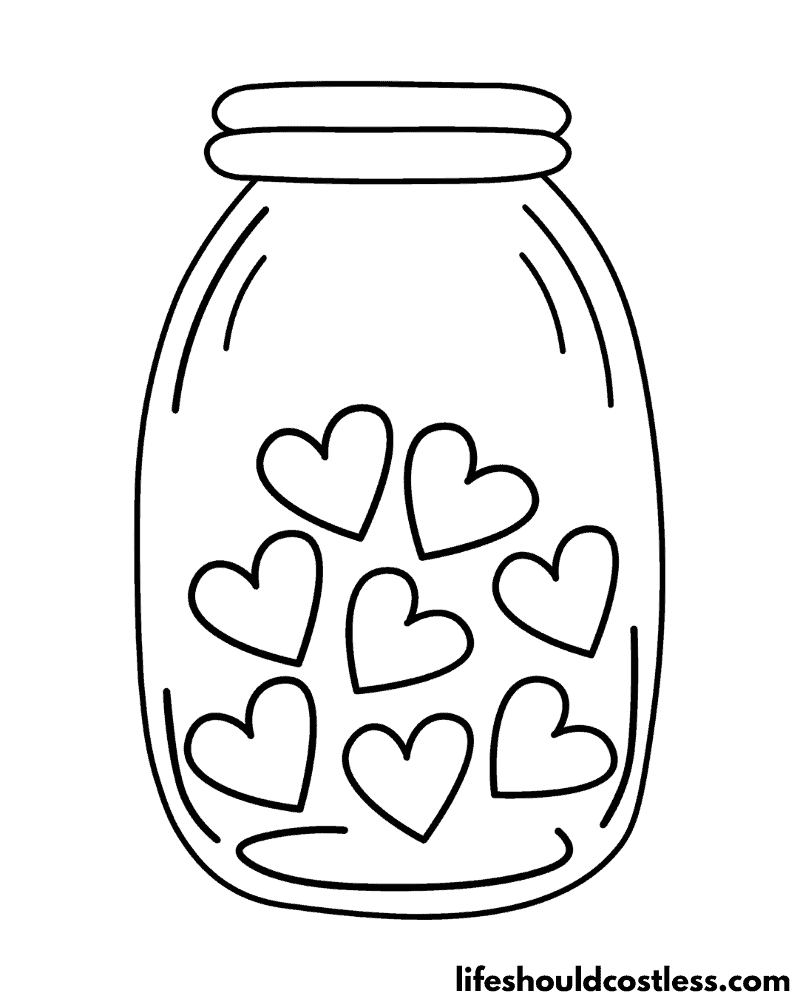 Jar Of Love Coloring Page Example