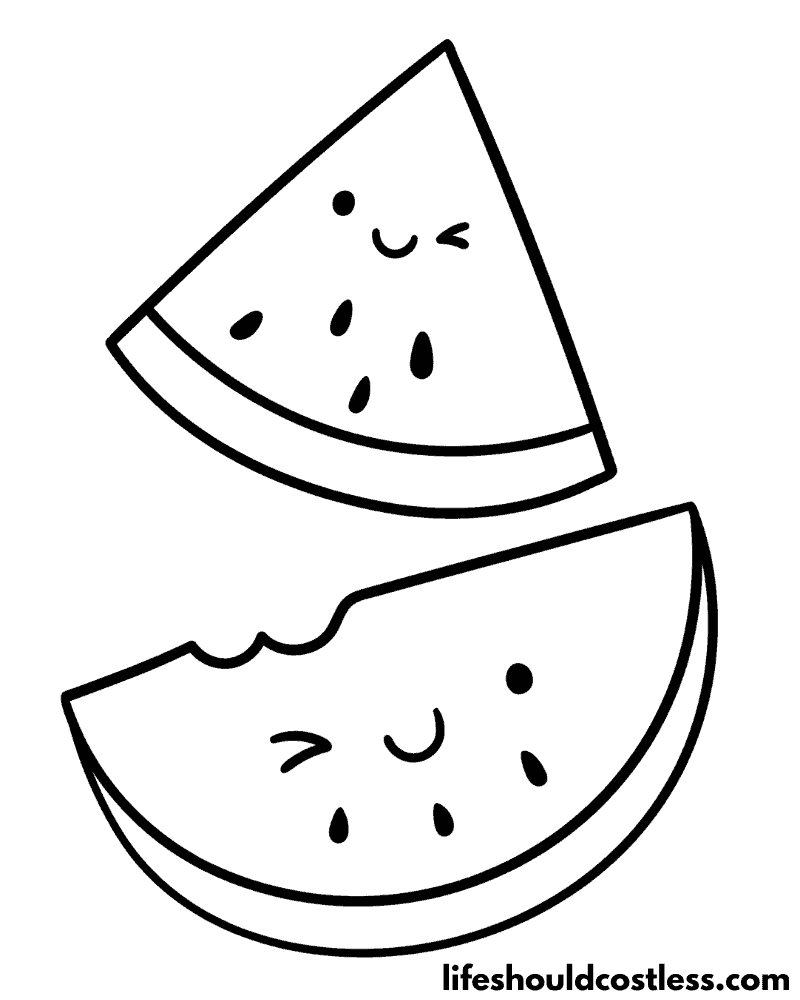 Kawaii Watermelon Colouring Page Example