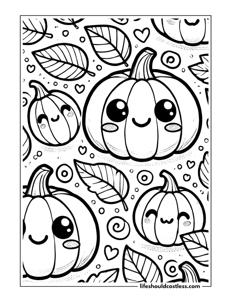 Kawaii pumpkins coloring pages