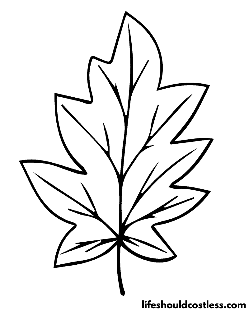 Leaf coloring page example