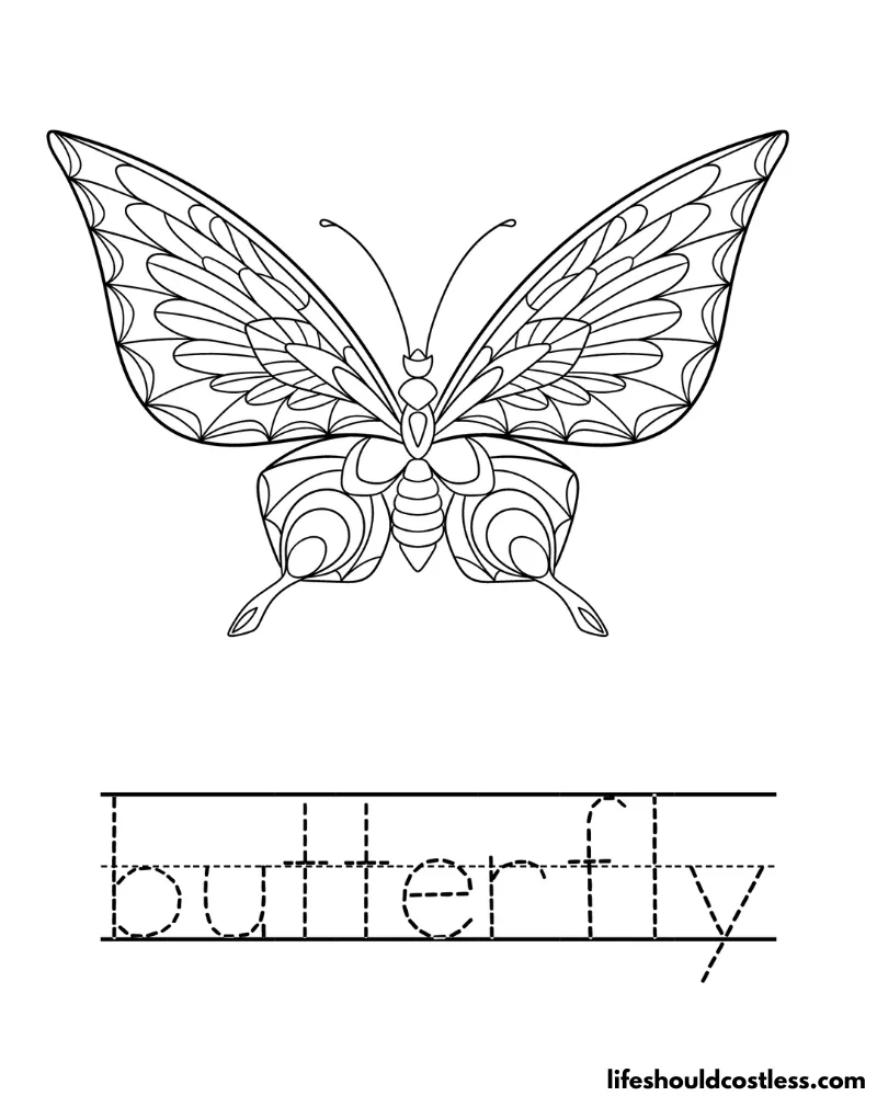 Letter B is for butterfly worksheet example