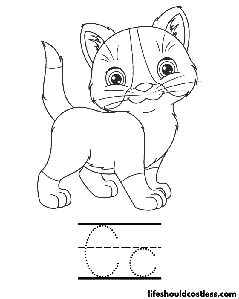 Letter C is For Cat Coloring Page Example