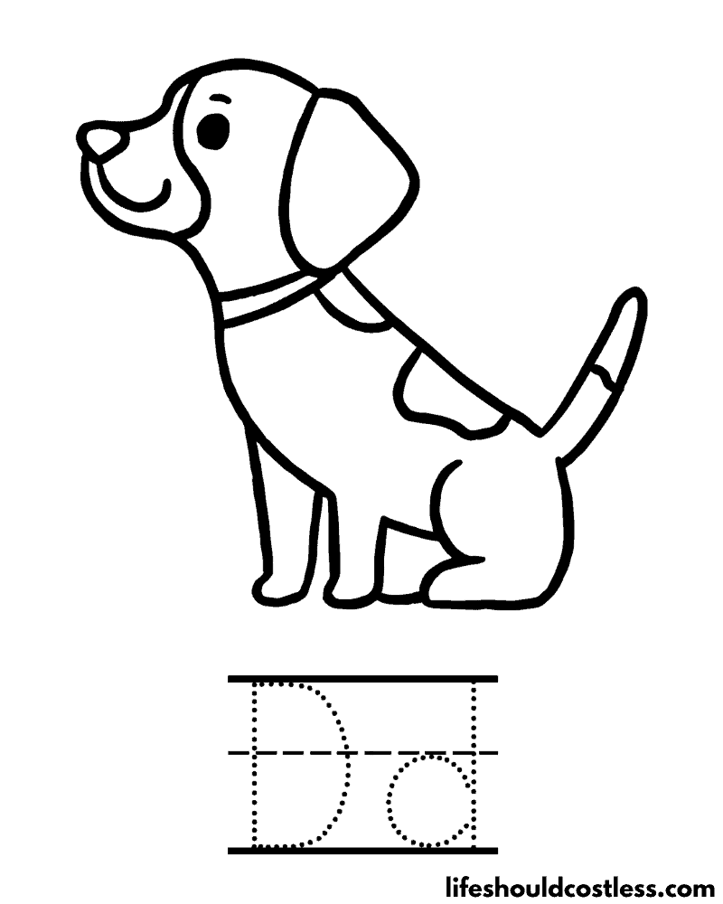 Letter D Is For Dog Coloring Page Example