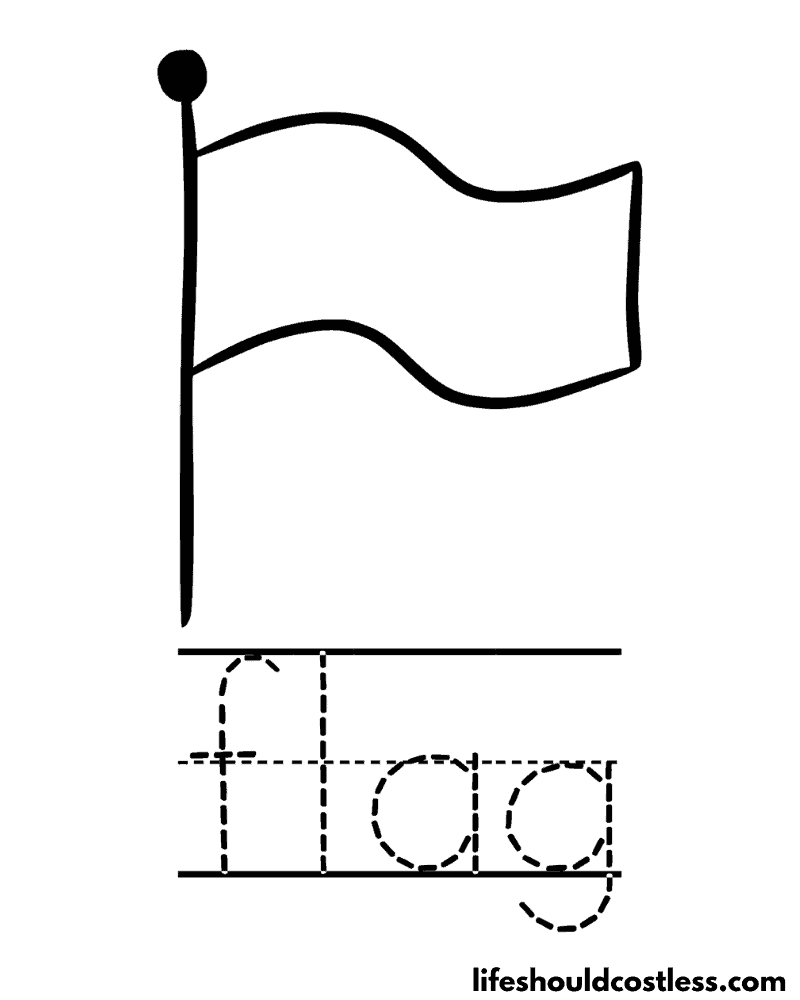 Letter F is for flag worksheet example