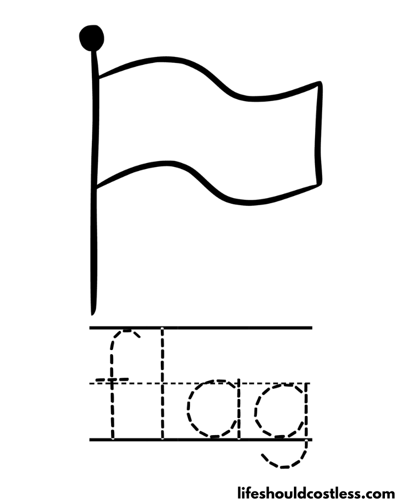 Letter F is for flag worksheet example