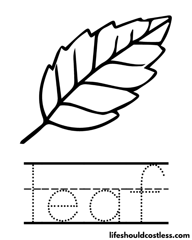 Letter L is for leaf worksheet example