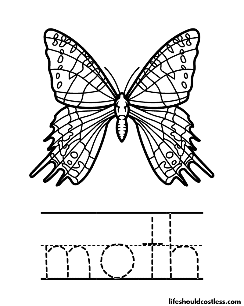 Letter M is for moth worksheet example