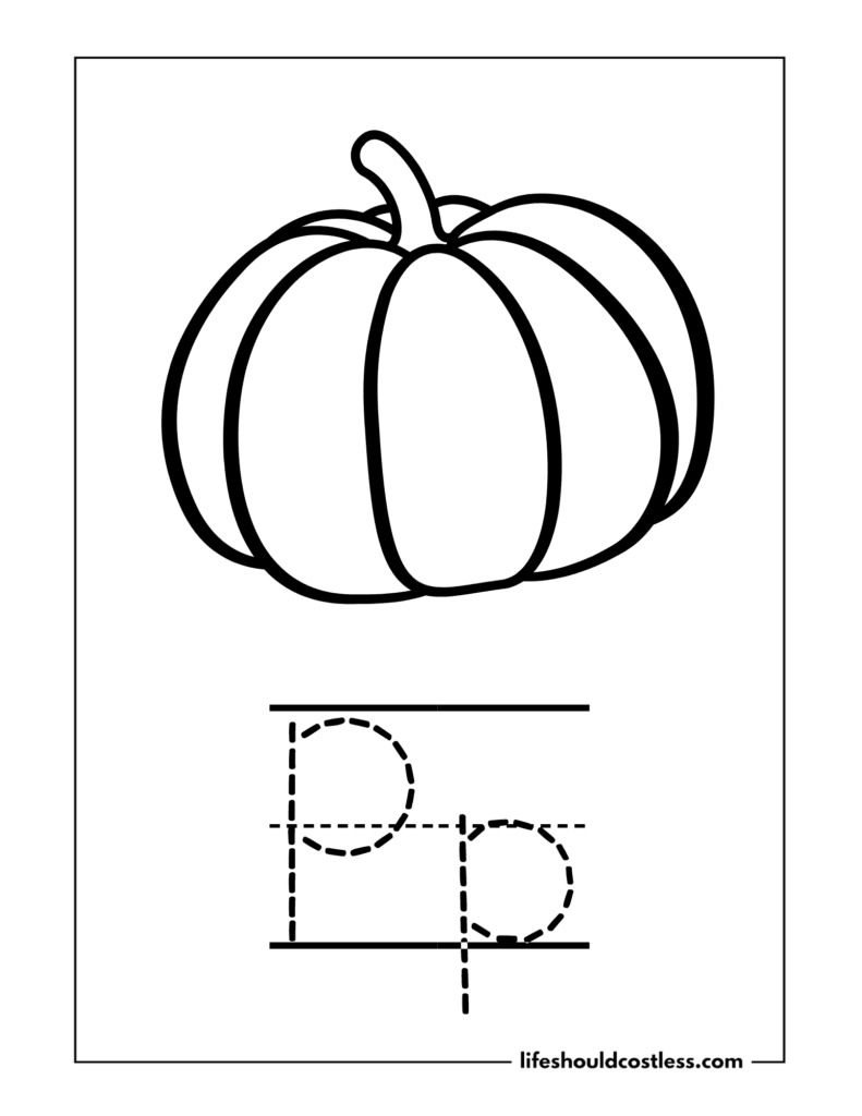 Letter P is for pumpkin coloring page