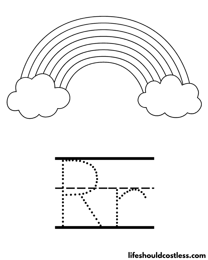 Letter R Is For Rainbow Coloring Page Example