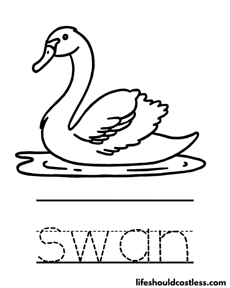 Letter S is for swan worksheet example
