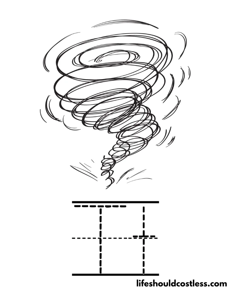 Letter T is for tornado coloring page example