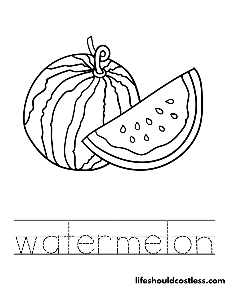 Letter W is for watermelon worksheet example