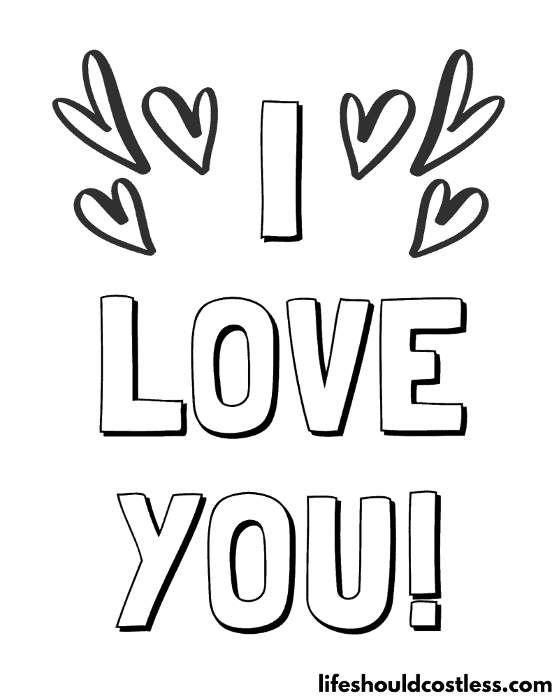 Love You Coloring Pages Example