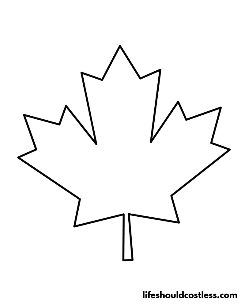 Maple leaf outline coloring page example