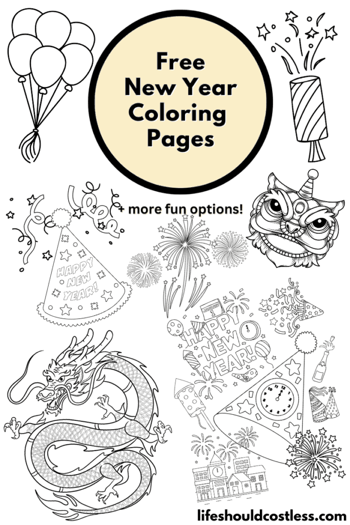 happy new year coloring pages printables