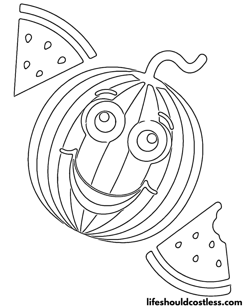 Printable Watermelon Coloring Pages Example