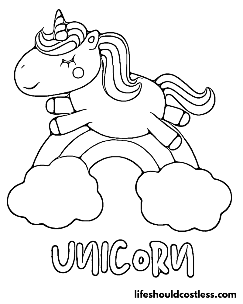 Unicorn With Rainbow Coloring Page Example