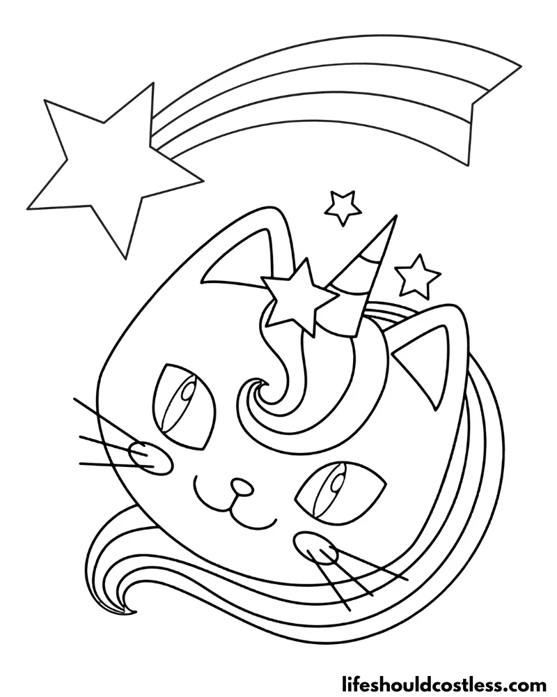 Unicorn cat coloring page example