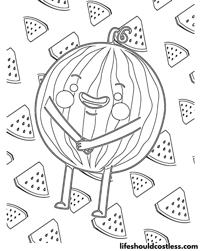 Watermelon Coloring Page Printable Example