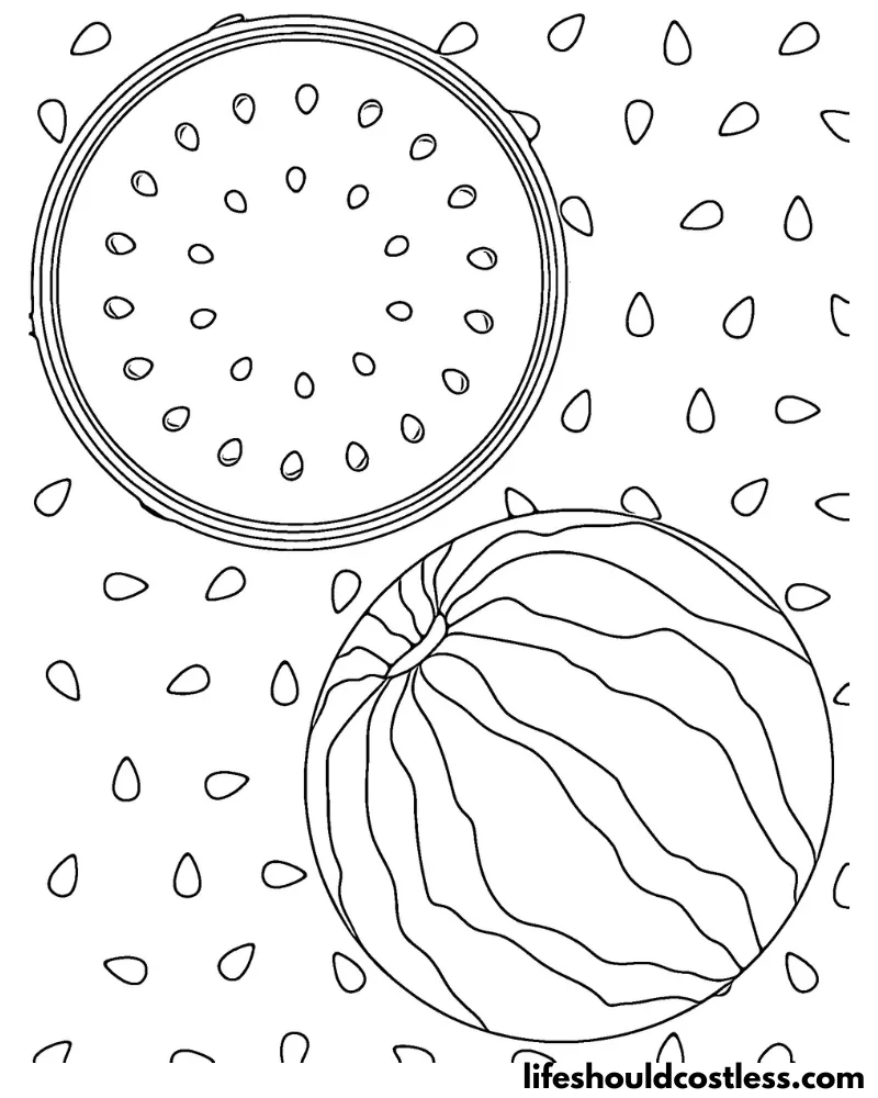 Watermelon Coloring Sheet Example