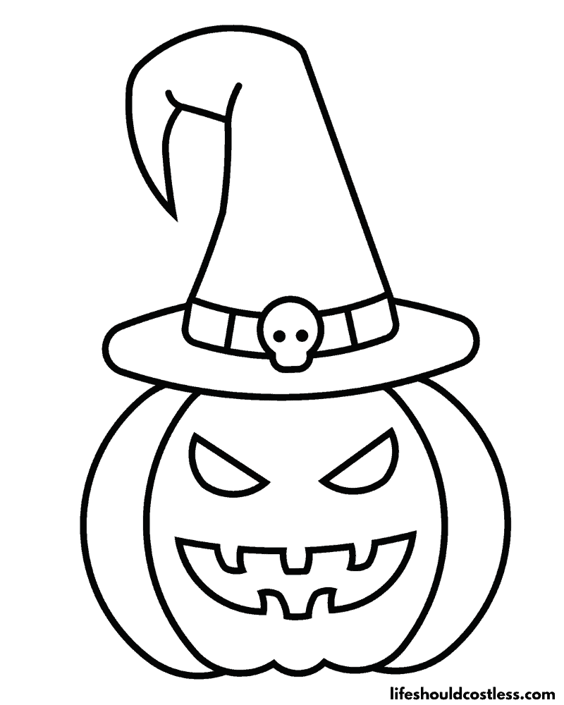Witchy Jack O Lantern Coloring Page Example