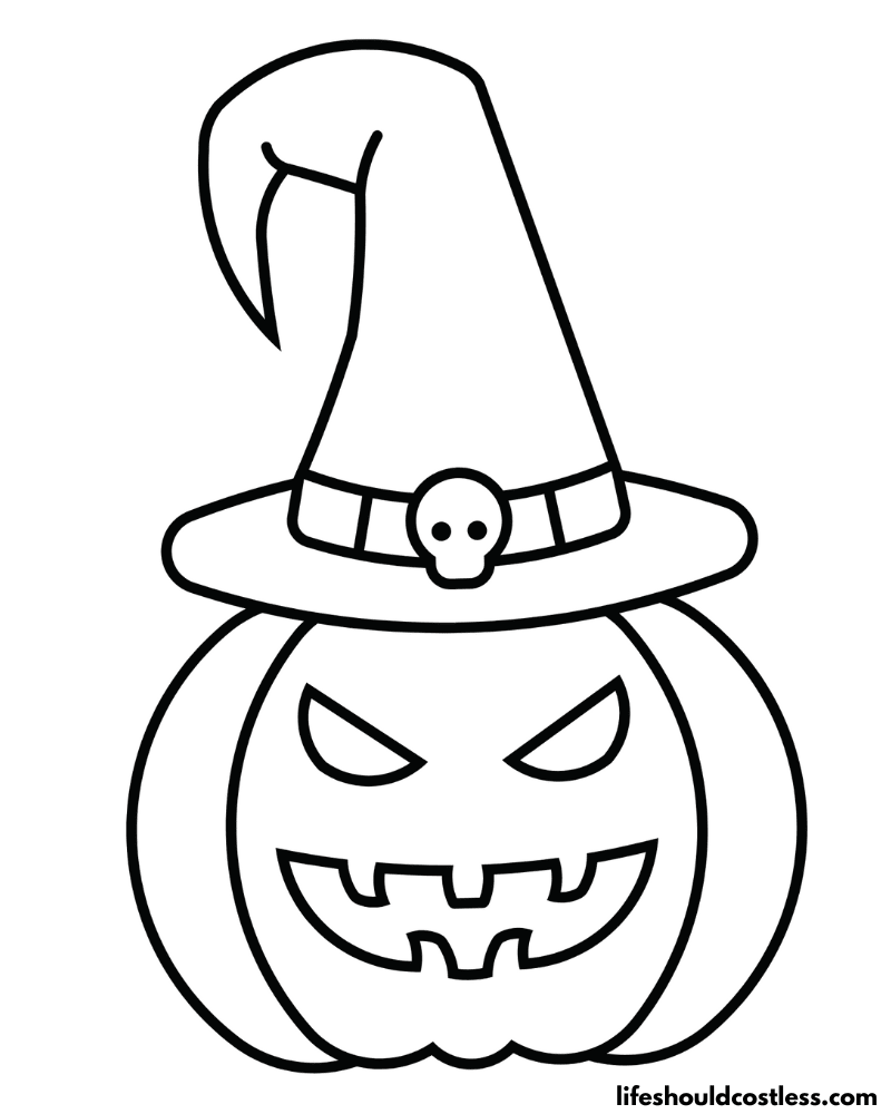 Witchy Jack O Lantern Coloring Page Example