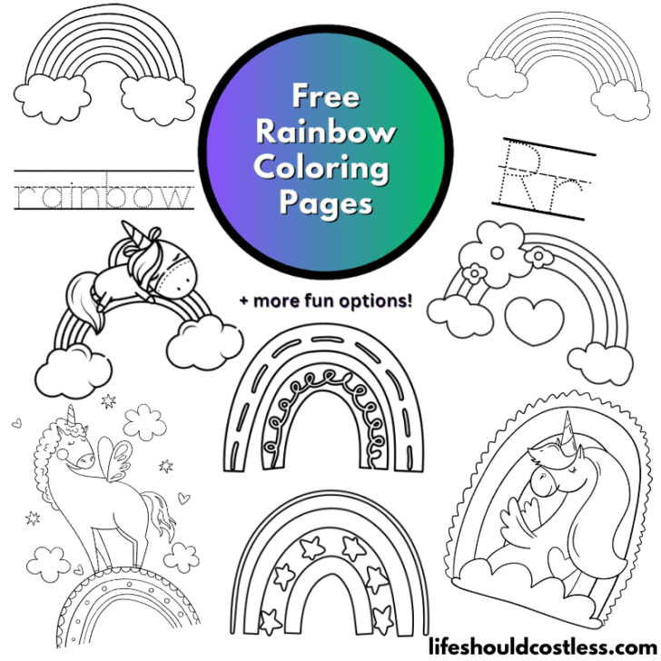 Rainbow Coloring Pages (free printable PDF templates) - Life Should ...