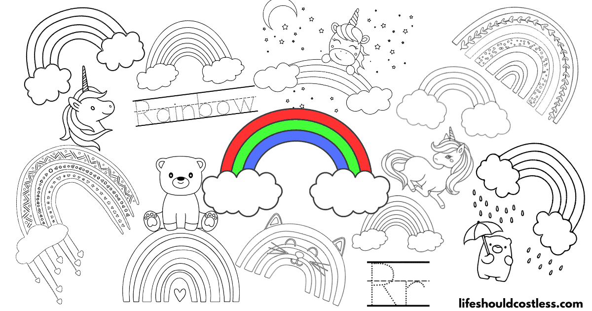 Rainbow Coloring Pages (free printable PDF templates) - Life Should ...