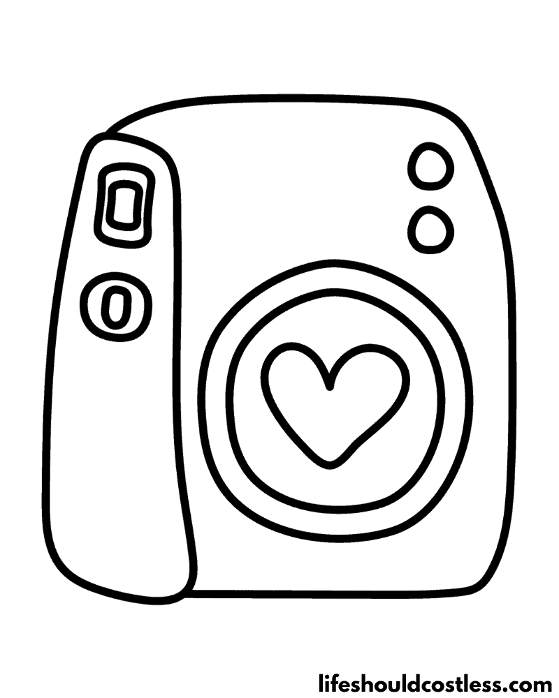 Color pages heart camera example