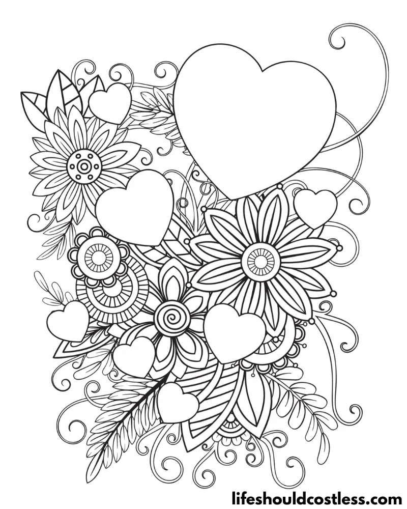 Coloring pages hearts example