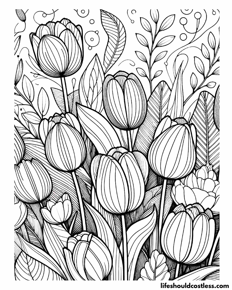 Coloring pages of flowers for adults example