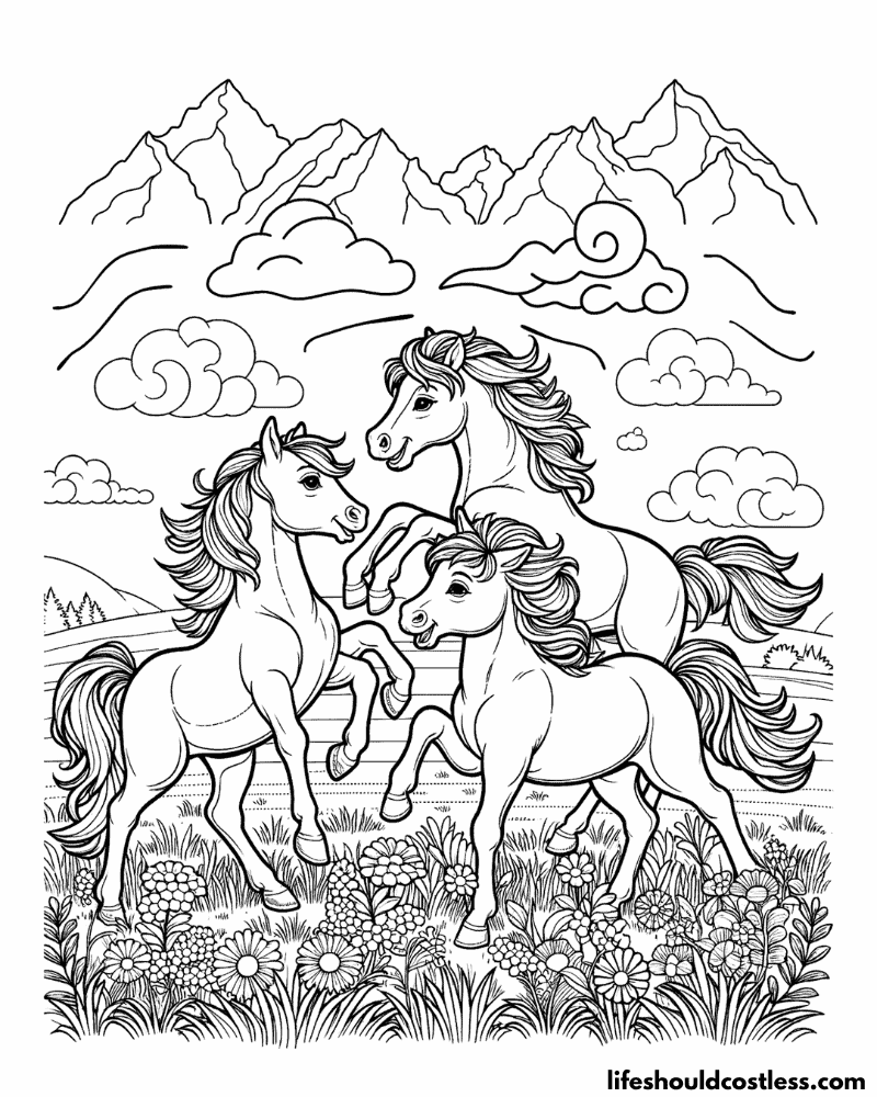 Coloring sheets of horses example