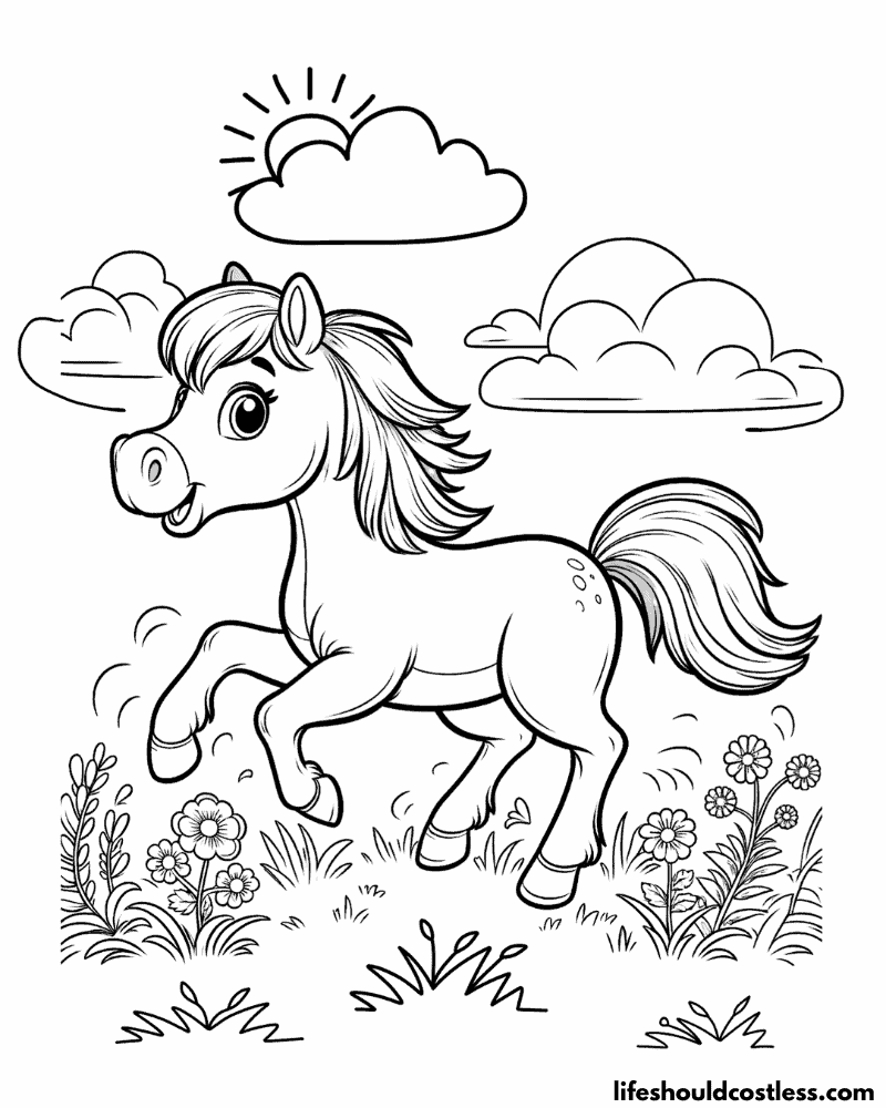Colouring page horse example