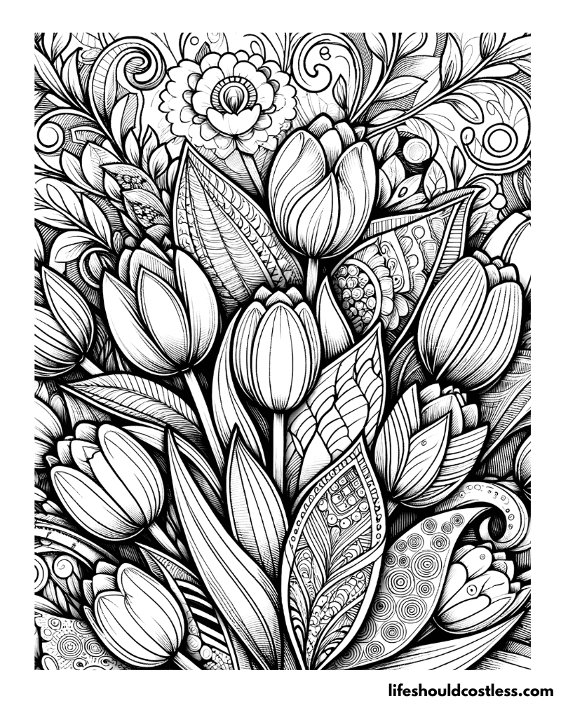 Colouring pages flower for adults example