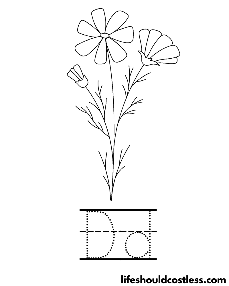Letter D Is For Daisy Coloring Page Example