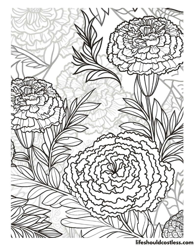 Flower coloring for adults example