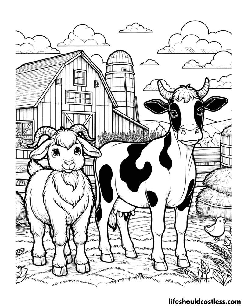 Goat colouring page example