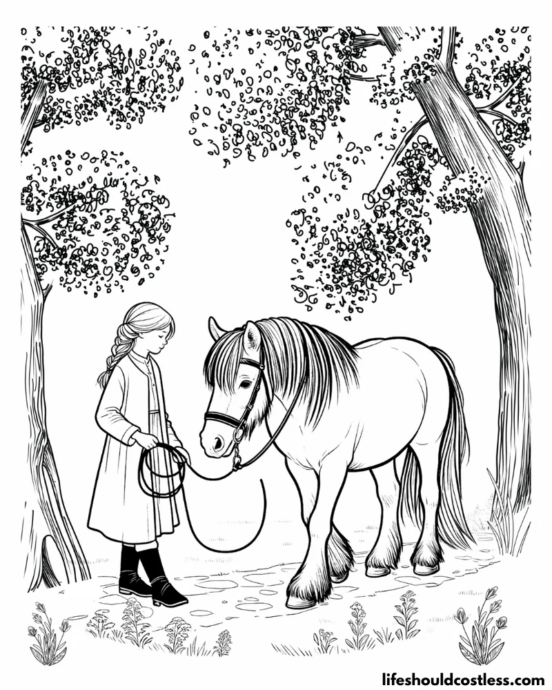 Horse colouring in page example