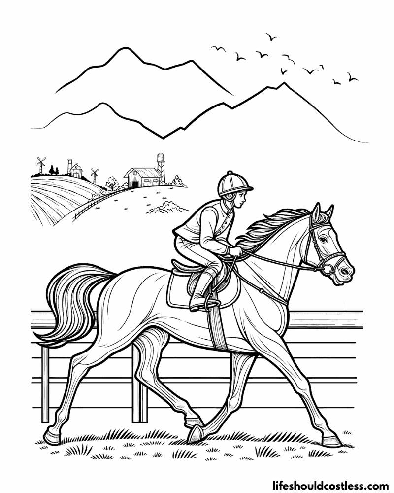 Horse colouring in pages example