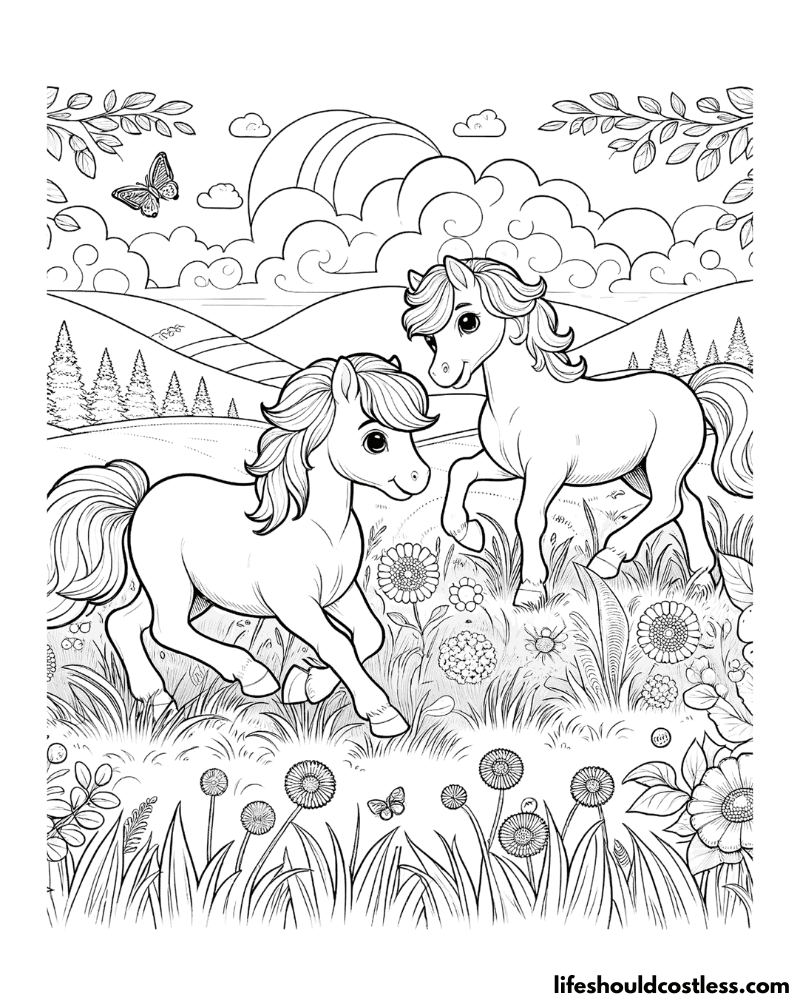 Horses coloring page example