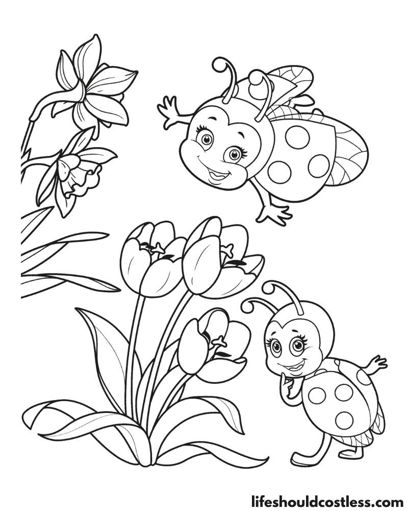 Ladybugs Coloring Page Example