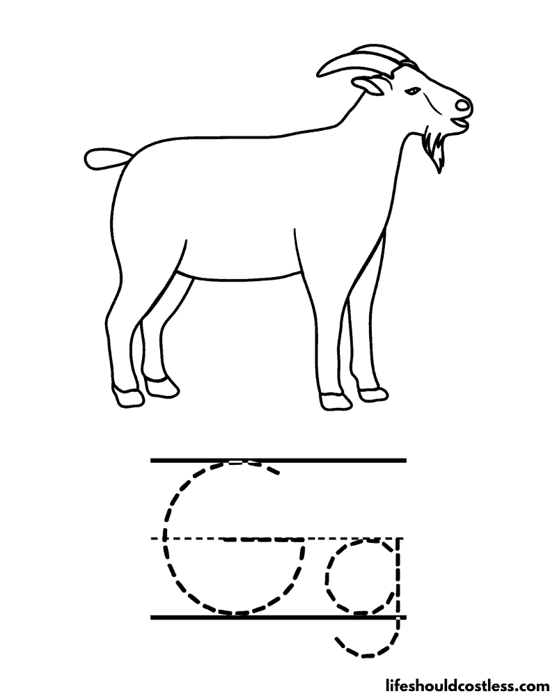 Letter G is for goat coloring page example