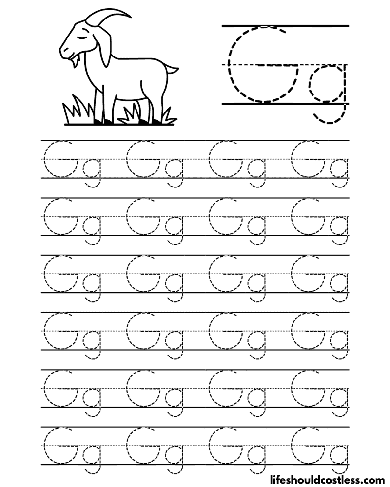 Letter G is for goat word page example