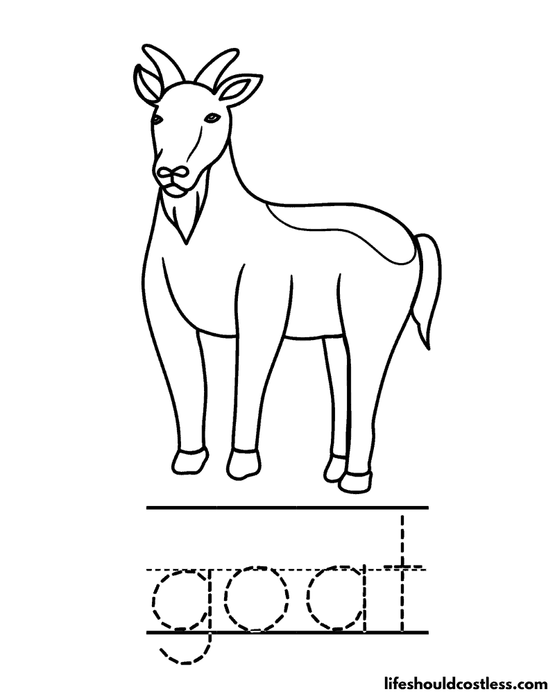 Letter G is for goat worksheet example