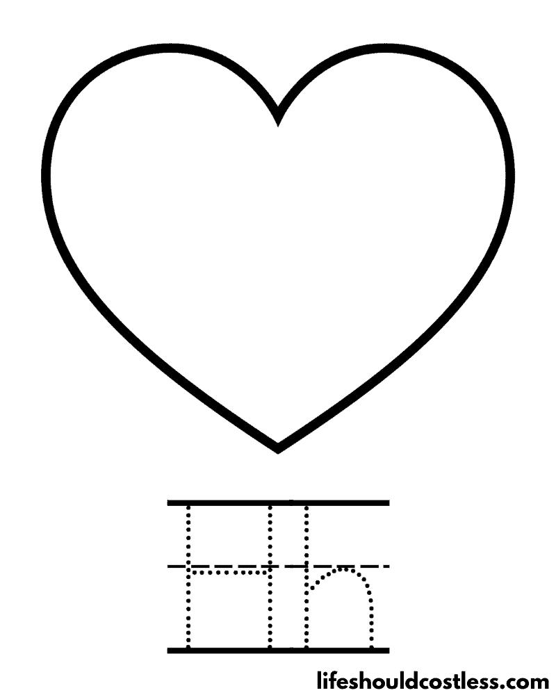Letter H is for heart coloring page example