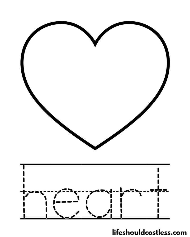 Letter H is for heart worksheet example