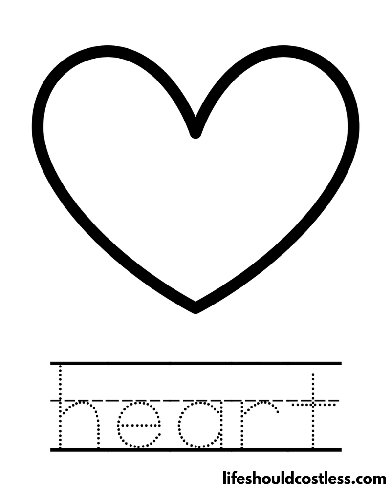 Letter H is for heart worksheet example