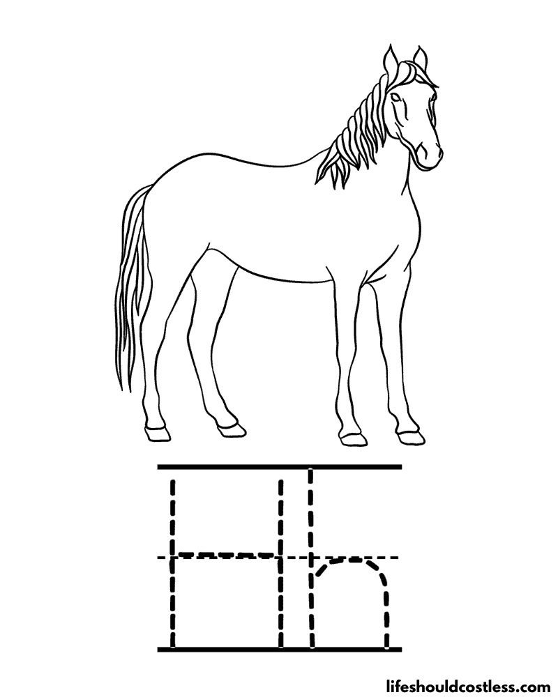 Letter H is for horse coloring page example